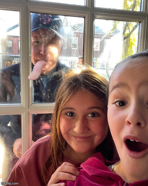 Licking Joe | image tagged in joe biden,photobomb | made w/ Imgflip meme maker