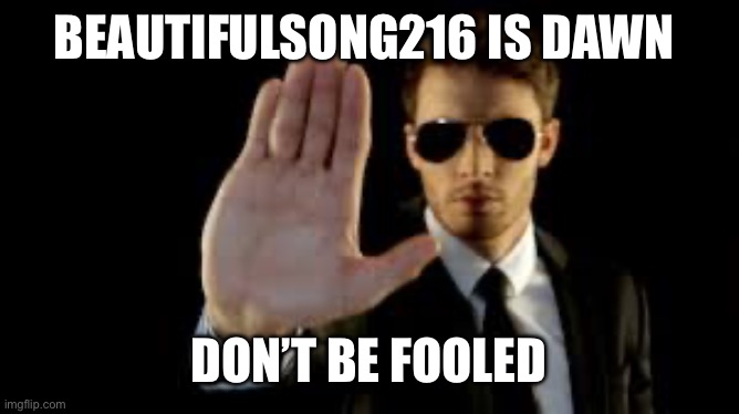 Bodyguard | BEAUTIFULSONG216 IS DAWN; DON’T BE FOOLED | image tagged in bodyguard | made w/ Imgflip meme maker