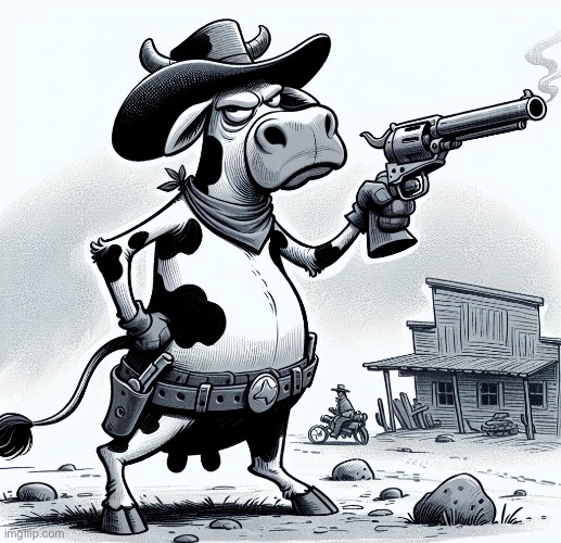 cow with a gun | image tagged in cow with a gun | made w/ Imgflip meme maker