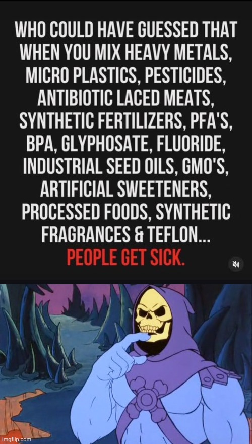 What makes people sick | image tagged in skeletor,industrial,life | made w/ Imgflip meme maker