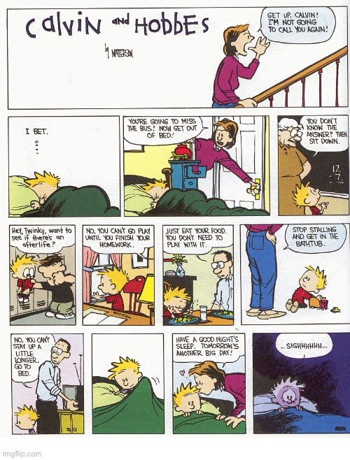 Some days it just isn’t worth getting out of bed… | image tagged in calvin and hobbes,comics,bad day,tomorrows another day | made w/ Imgflip meme maker