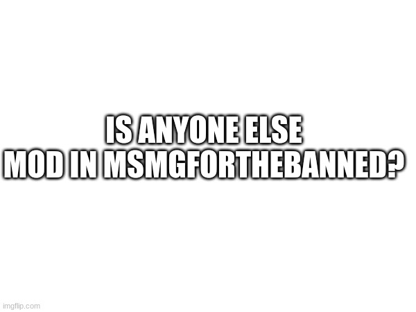 IS ANYONE ELSE MOD IN MSMGFORTHEBANNED? | made w/ Imgflip meme maker