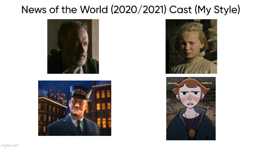 News of the World (2020/2021) Cast (My Style) | image tagged in news of the world 2020/2021 cast my style,meme,memes,spoof cast,news of the world,characters | made w/ Imgflip meme maker
