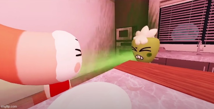 Shrimpo throws up at Sprout.mp3 | image tagged in shrimpo,sprout,dandy's world | made w/ Imgflip meme maker