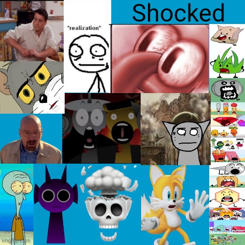 The multiverse when they see all the rule 34 at once | Shocked | image tagged in spongebob squarepants,stickman,tom and jerry,sprunki,and that's all i have to say about that | made w/ Imgflip meme maker