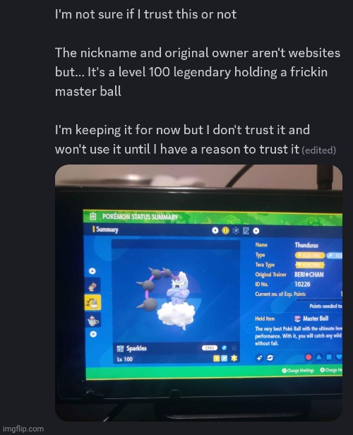 Bro got a legendary and named it sparkles (found while surprise trading) | made w/ Imgflip meme maker