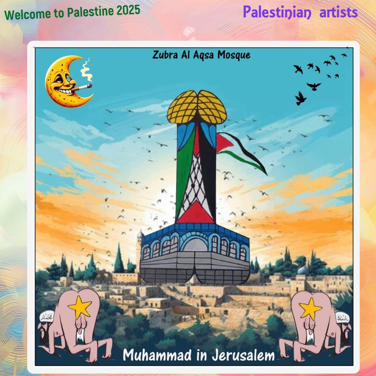 Palestine, Al-Aqsa Mosque in Jerusalem. Blank Meme Template