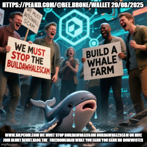 HTTPS://PEAKD.COM/@BEE.DRONE/WALLET 20/08/2025; WWW.BILPCOIN.COM WE MUST STOP BUILDAWHALEFARM BUILDAWHALESCAM ON HIVE JOIN BLURT BLURT.BLOG THE   FREEDOMCHAIN WHAT YOU EARN YOU EARN NO DOWNVOTES | made w/ Imgflip meme maker