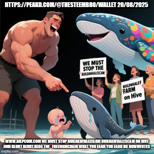HTTPS://PEAKD.COM/@THESTEEMBRO/WALLET 20/08/2025; WWW.BILPCOIN.COM WE MUST STOP BUILDAWHALEFARM BUILDAWHALESCAM ON HIVE JOIN BLURT BLURT.BLOG THE   FREEDOMCHAIN WHAT YOU EARN YOU EARN NO DOWNVOTES | made w/ Imgflip meme maker