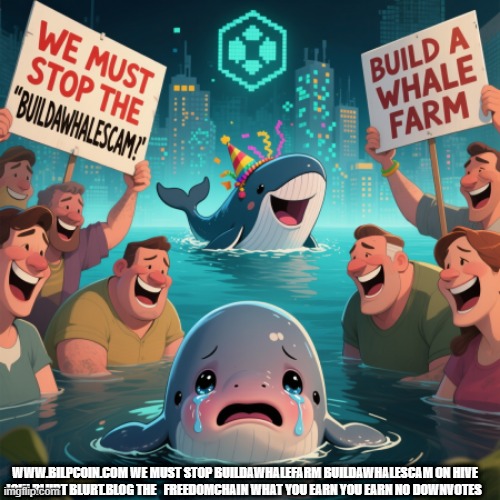 WWW.BILPCOIN.COM WE MUST STOP BUILDAWHALEFARM BUILDAWHALESCAM ON HIVE JOIN BLURT BLURT.BLOG THE   FREEDOMCHAIN WHAT YOU EARN YOU EARN NO DOWNVOTES | made w/ Imgflip meme maker