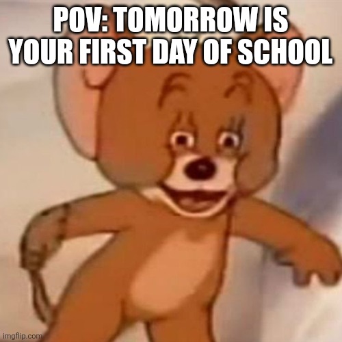 Polish Jerry | POV: TOMORROW IS YOUR FIRST DAY OF SCHOOL | image tagged in polish jerry | made w/ Imgflip meme maker