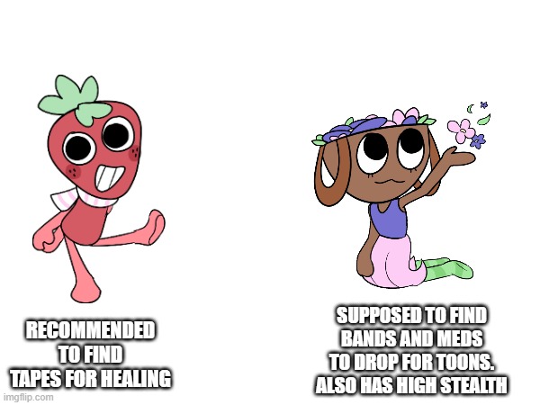 they are not distractors | RECOMMENDED TO FIND TAPES FOR HEALING; SUPPOSED TO FIND BANDS AND MEDS TO DROP FOR TOONS. ALSO HAS HIGH STEALTH | made w/ Imgflip meme maker