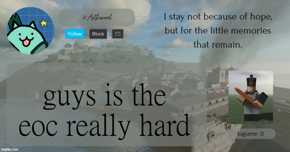 for mid school | guys is the eoc really hard | image tagged in hello | made w/ Imgflip meme maker