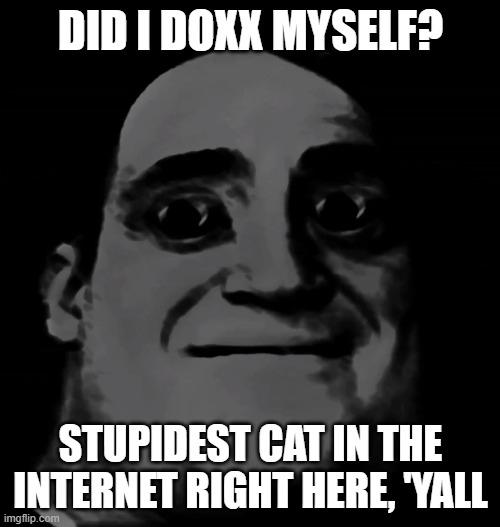 Mr.Incredible: I have your ip! | DID I DOXX MYSELF? STUPIDEST CAT IN THE INTERNET RIGHT HERE, 'YALL | image tagged in mr incredible i have your ip | made w/ Imgflip meme maker