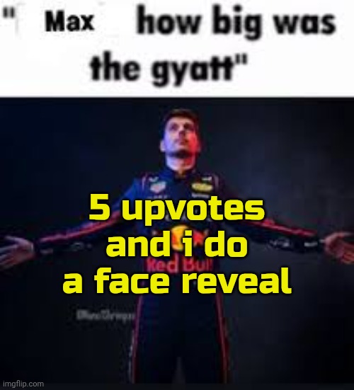Same but lowered by 1 | 5 upvotes and i do a face reveal | image tagged in max how big was the gyatt | made w/ Imgflip meme maker
