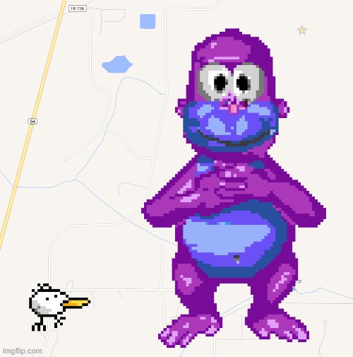 Bonzibuddy and Bird from Yoshi's Island made in WPlace | image tagged in random,wplace,art,fanart | made w/ Imgflip meme maker