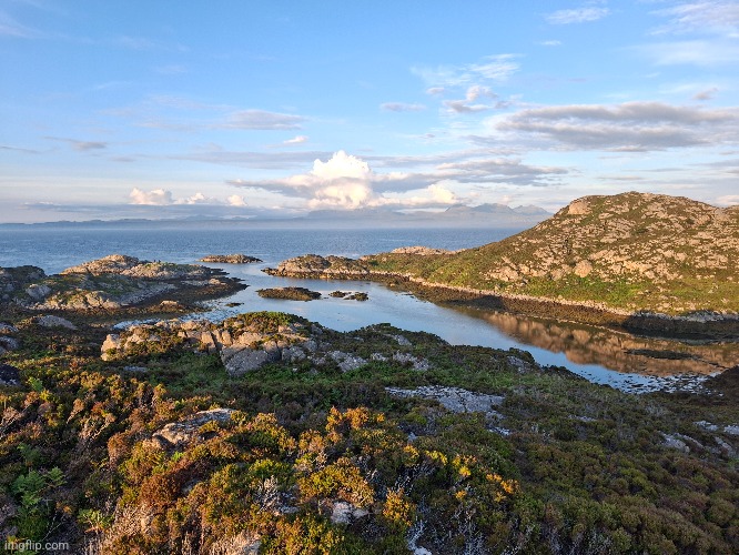 View over the atlantic from an uninhabited island on the scottish west coast | image tagged in scotland | made w/ Imgflip meme maker