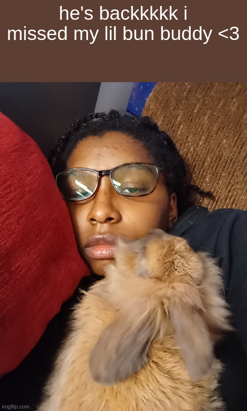 he's backkkkk i missed my lil bun buddy <3 | made w/ Imgflip meme maker