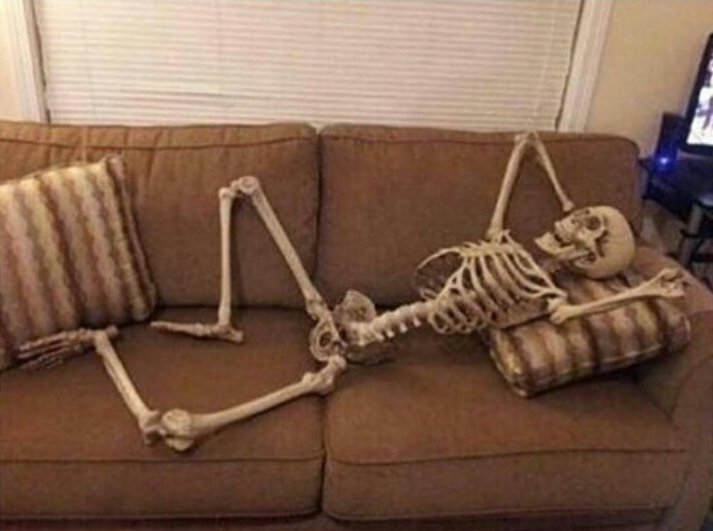 Skeleton on sofa Blank Meme Template