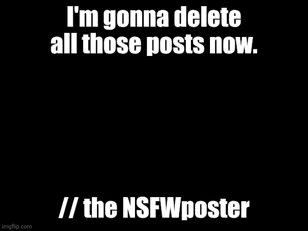 I'm gonna delete all those posts now. // the NSFWposter | made w/ Imgflip meme maker