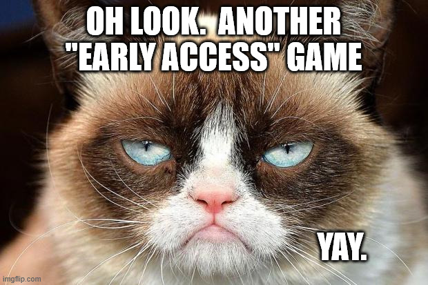 Another EA game | OH LOOK.  ANOTHER
"EARLY ACCESS" GAME; YAY. | image tagged in memes,grumpy cat not amused,grumpy cat | made w/ Imgflip meme maker