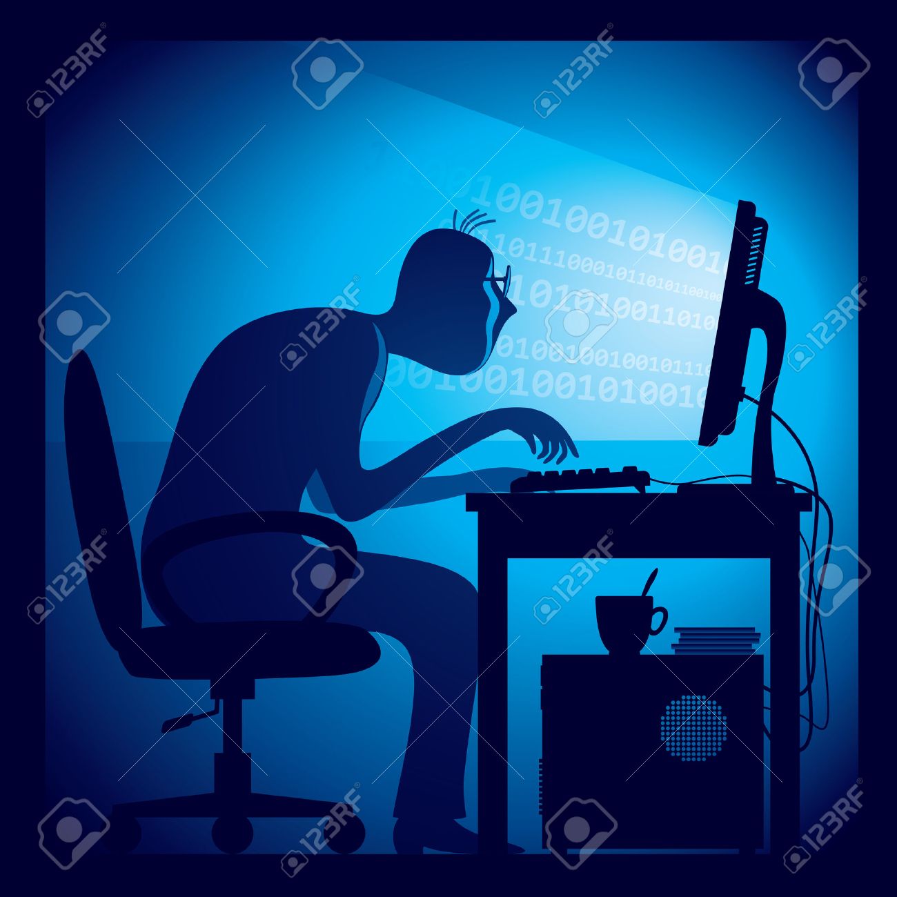 Dark room computer nerd Blank Meme Template