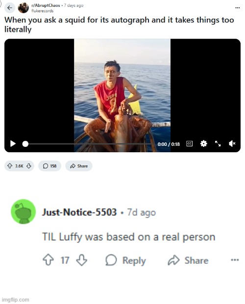 image tagged in squid,ink,one piece,luffy | made w/ Imgflip meme maker