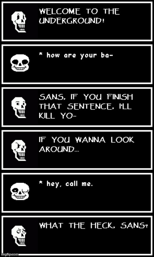 I remember this from a video | image tagged in undertale,welcome to the underground,to the bone,how was the fall,how are your balls,papyrus is not messing around anymore | made w/ Imgflip meme maker