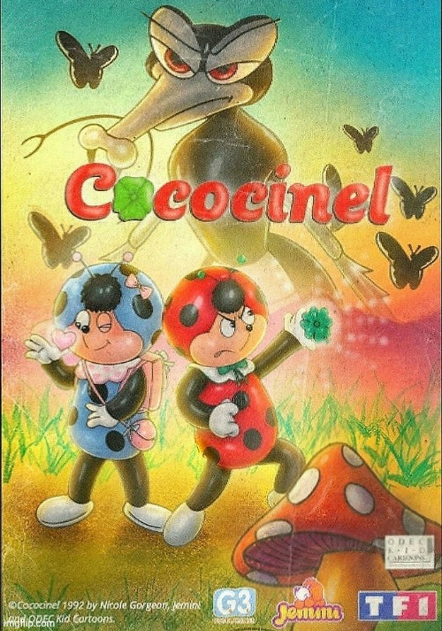 Cococinel 1992 (Cocomiel) ladybug heroine with a magic clover cartoon 1990s | image tagged in cococinel | made w/ Imgflip meme maker