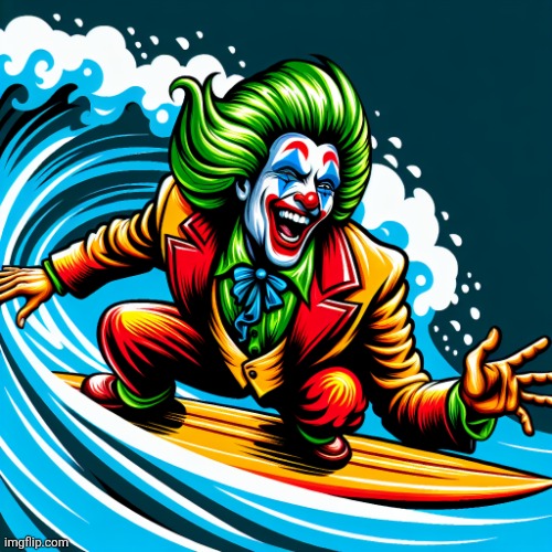Surfing Joker | image tagged in surfing joker | made w/ Imgflip meme maker