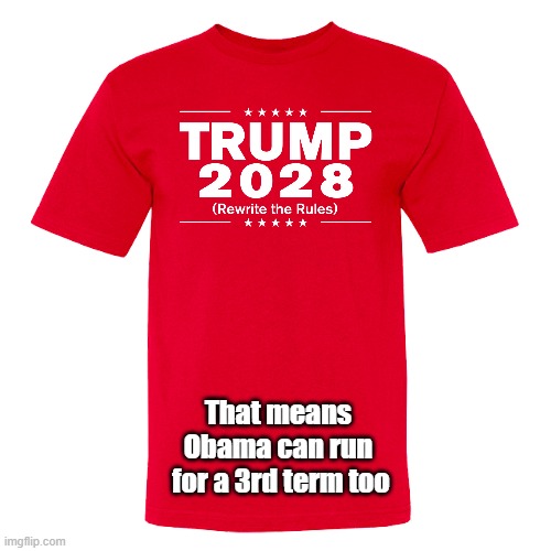 Trump 2028 - MAGA thinking ahead! | That means 
Obama can run 
for a 3rd term too | image tagged in trump,maga,donald trump is an idiot,trump is a moron | made w/ Imgflip meme maker