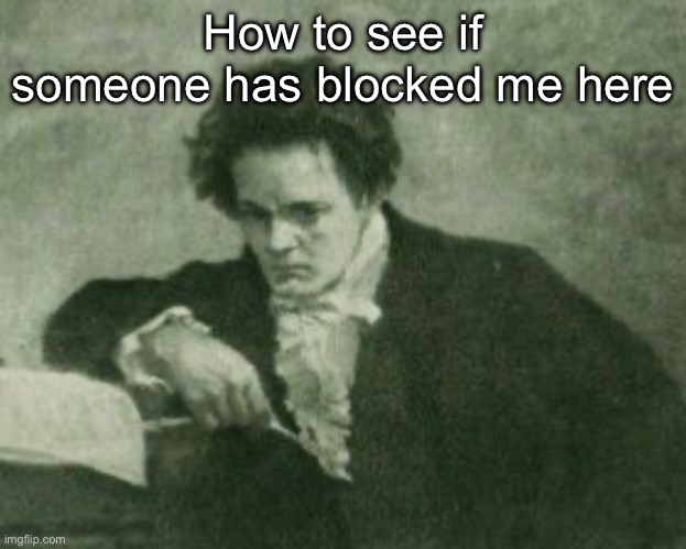 Beethoven | How to see if someone has blocked me here | image tagged in beethoven | made w/ Imgflip meme maker