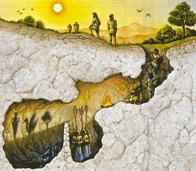 Plato's cave elaborate Blank Meme Template