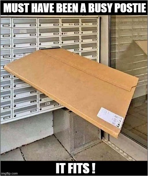 You've Got Mail ! | MUST HAVE BEEN A BUSY POSTIE; IT FITS ! | image tagged in mail,large,package | made w/ Imgflip meme maker