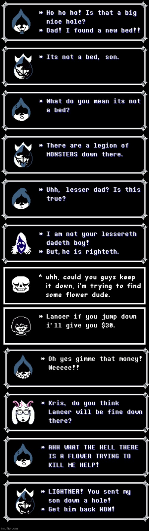 lancer jumped down | image tagged in lancer,undertale | made w/ Imgflip meme maker