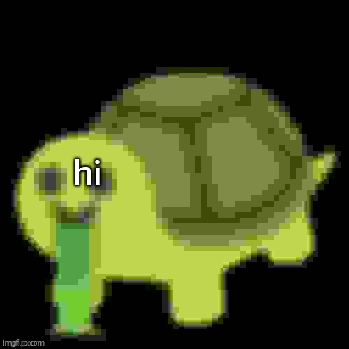 Low Quality Barfing Turtle | hi | image tagged in low quality barfing turtle | made w/ Imgflip meme maker