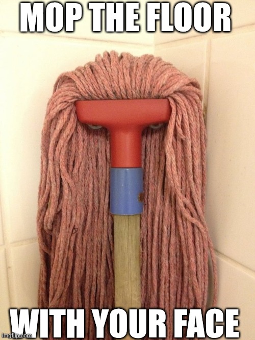 Mop The Floor With Your Face | MOP THE FLOOR; WITH YOUR FACE | image tagged in chrisjoines1 | made w/ Imgflip meme maker