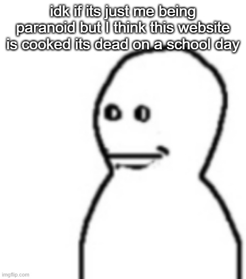 Fallenchungus guy straight face | idk if its just me being paranoid but I think this website is cooked its dead on a school day | image tagged in fallenchungus guy straight face | made w/ Imgflip meme maker