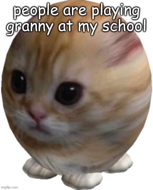 just give us our phones back atp | people are playing granny at my school | image tagged in egg gatito | made w/ Imgflip meme maker