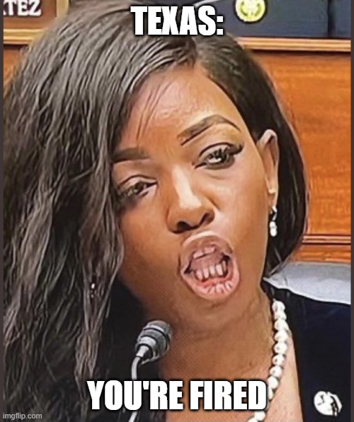 Texas said: You're Fired! | TEXAS:; YOU'RE FIRED | image tagged in jasmine crockett | made w/ Imgflip meme maker