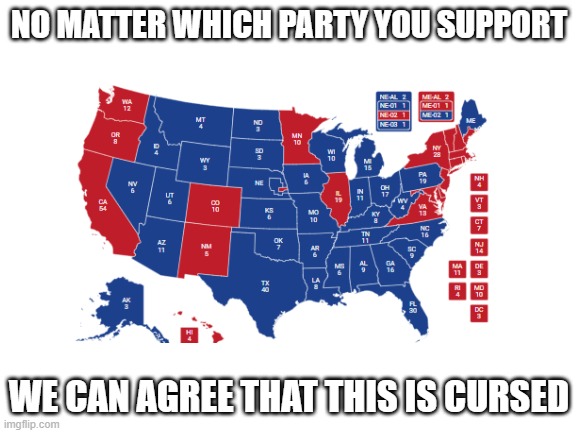 Im dying | NO MATTER WHICH PARTY YOU SUPPORT; WE CAN AGREE THAT THIS IS CURSED | image tagged in blank white template | made w/ Imgflip meme maker