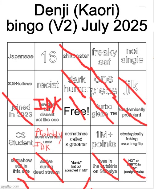 Denji Bingo V2 | image tagged in denji bingo v2 | made w/ Imgflip meme maker
