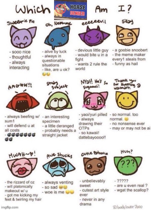 which HORSE DENIER am i? | image tagged in which moot am i | made w/ Imgflip meme maker