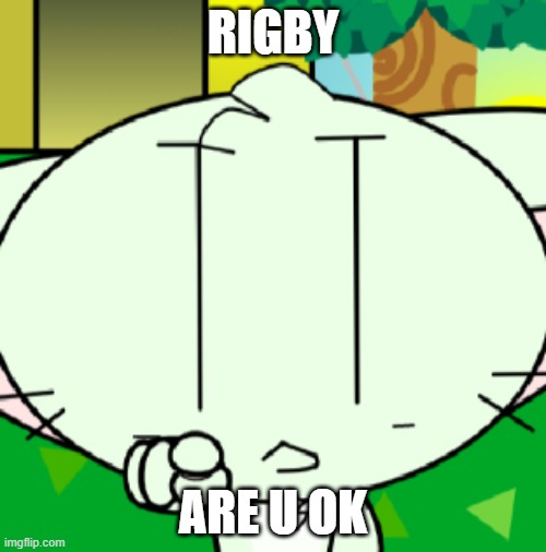 Rigby? | RIGBY; ARE U OK | image tagged in rigby did you eat all the cookies | made w/ Imgflip meme maker