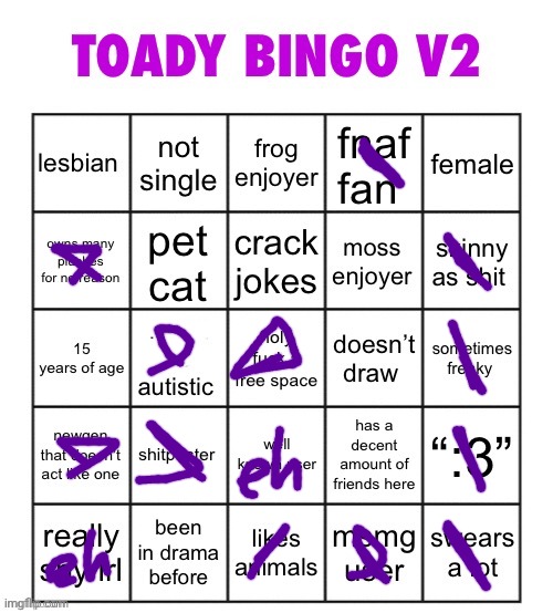 toady bingo v2 | image tagged in toady bingo v2 | made w/ Imgflip meme maker