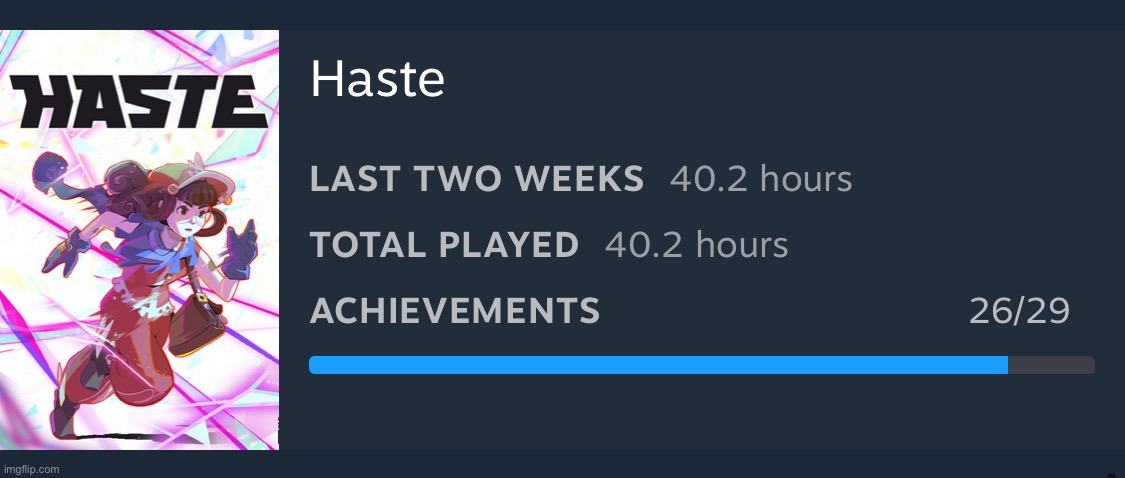 Haste joins the 40 hour club | made w/ Imgflip meme maker