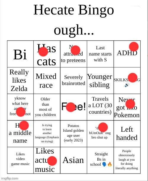 Hecate Bingo | image tagged in hecate bingo | made w/ Imgflip meme maker
