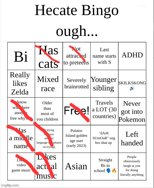 Hecate Bingo | image tagged in hecate bingo | made w/ Imgflip meme maker