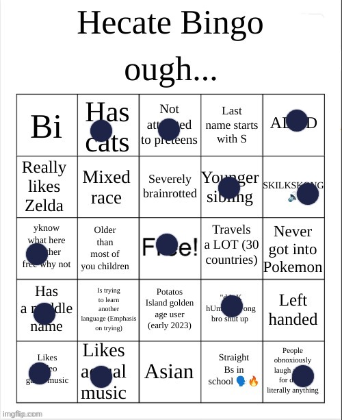 Hecate Bingo | image tagged in hecate bingo | made w/ Imgflip meme maker