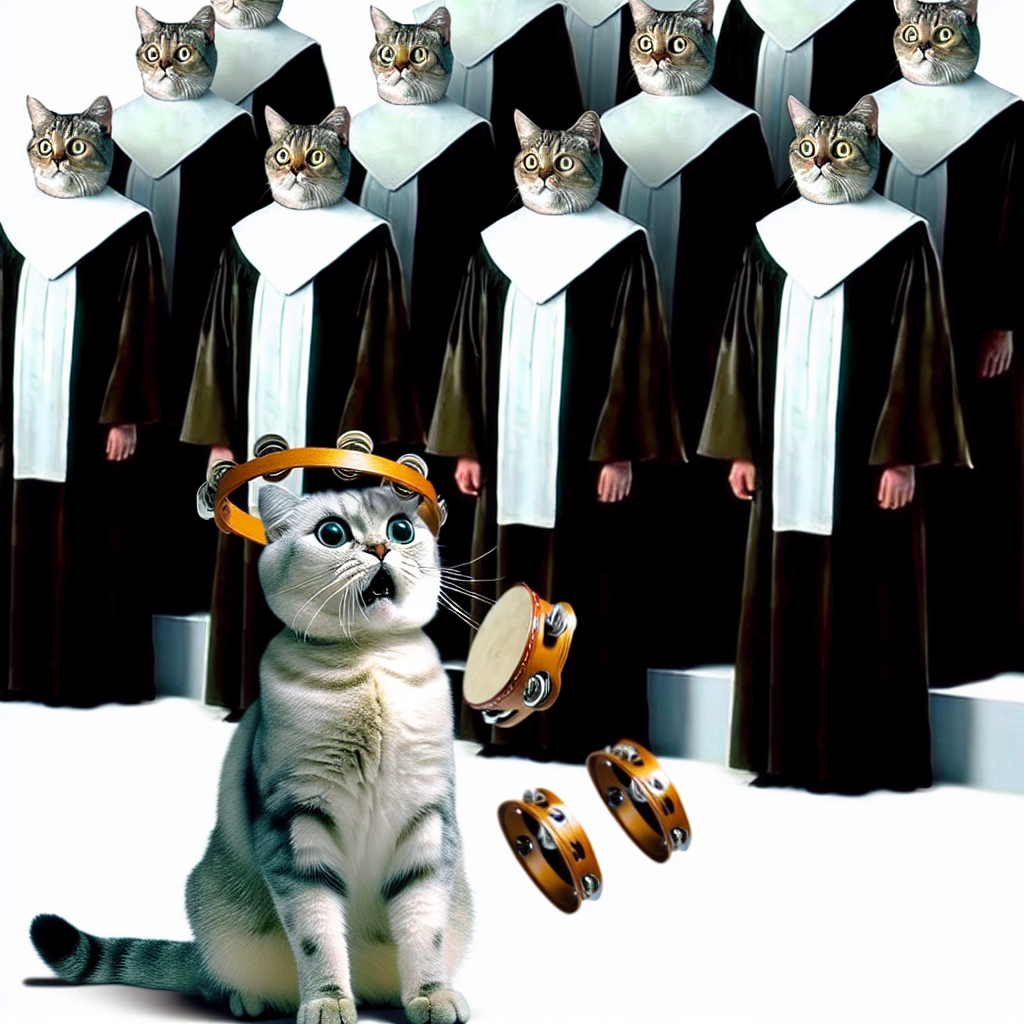 A choir of cats in robes, eyes wide, one cat dramatically droppi Blank Meme Template